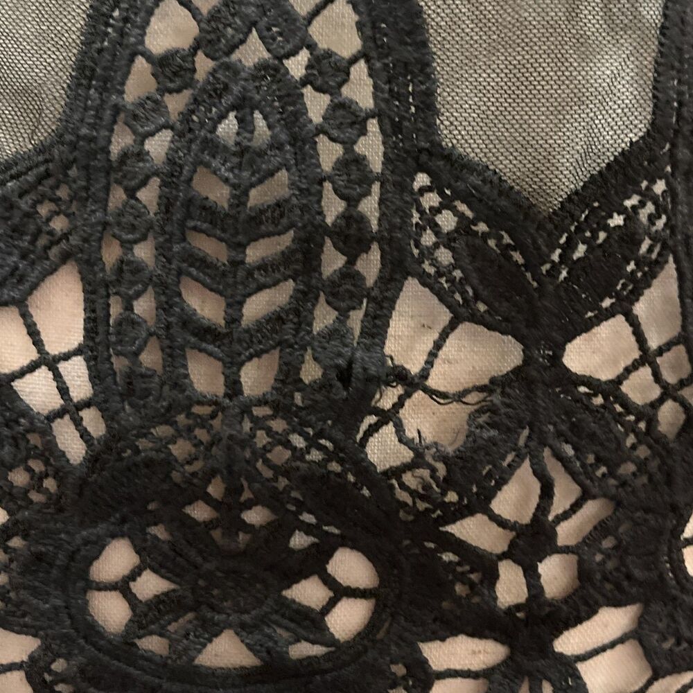 Express Black Sheer Lace Top M Long Sleeve Whimsigoth Romantic Witchcore Punk - Picture 5 of 8